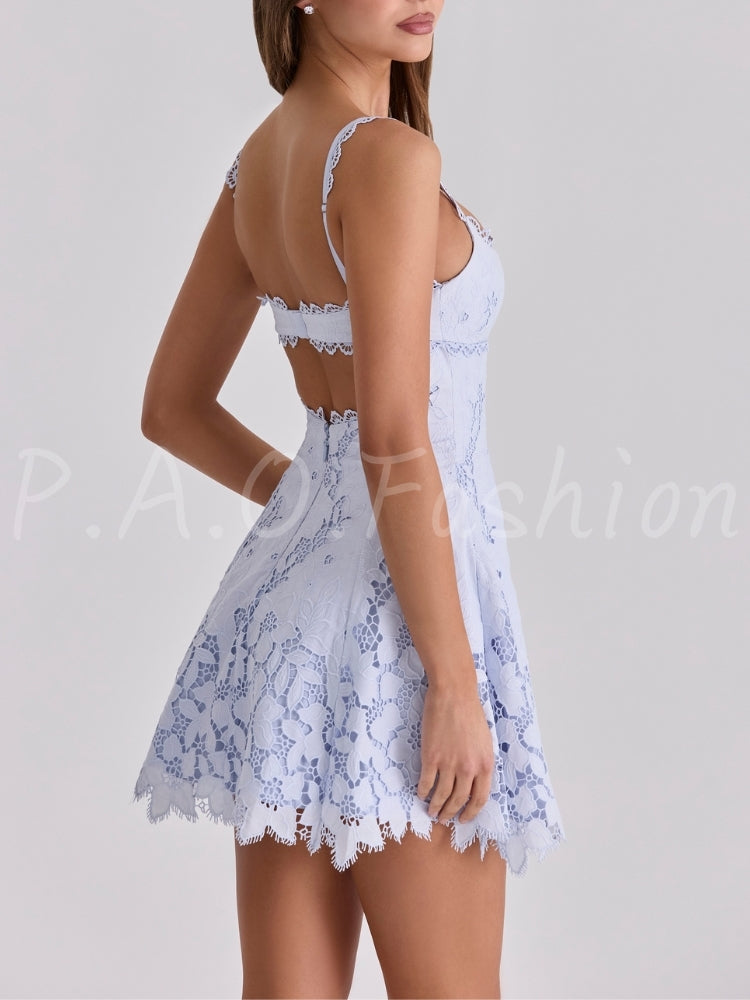 Lace Backless A-Line Dress