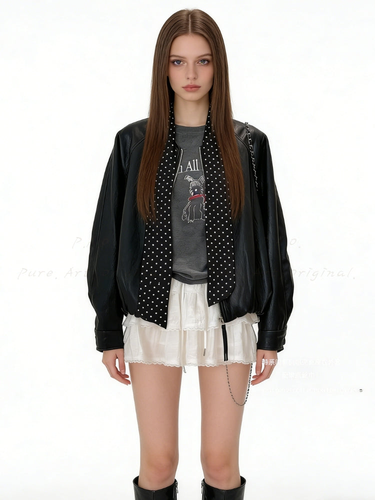 Silk-Scarf Collar Short Jacket