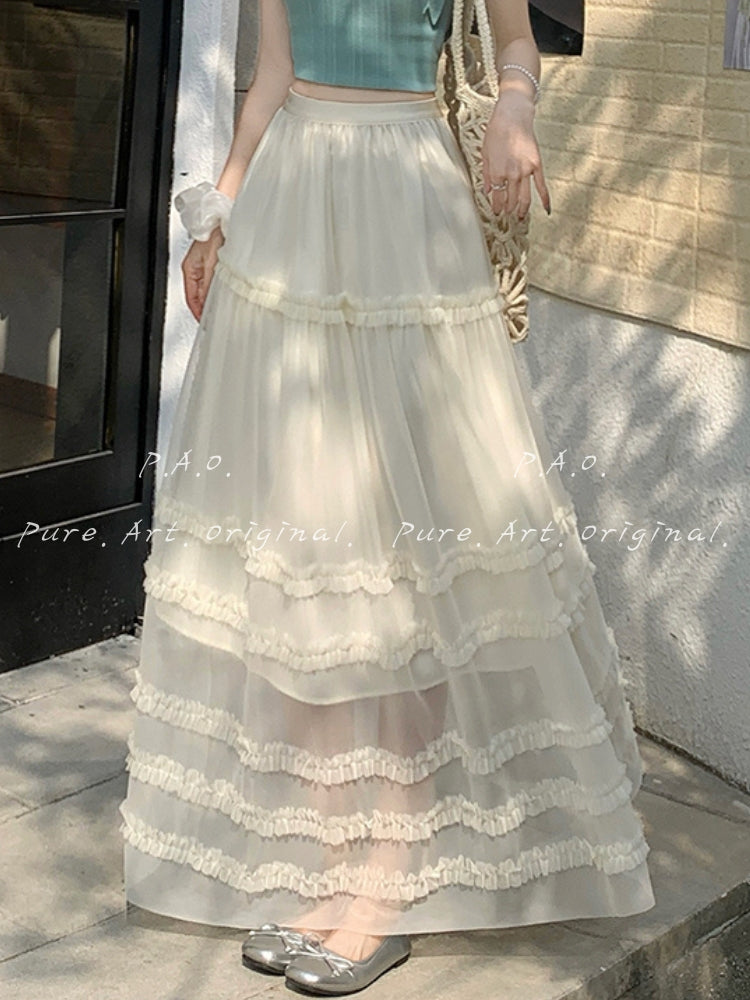 Romantic Tiered Tulle Maxi Skirt