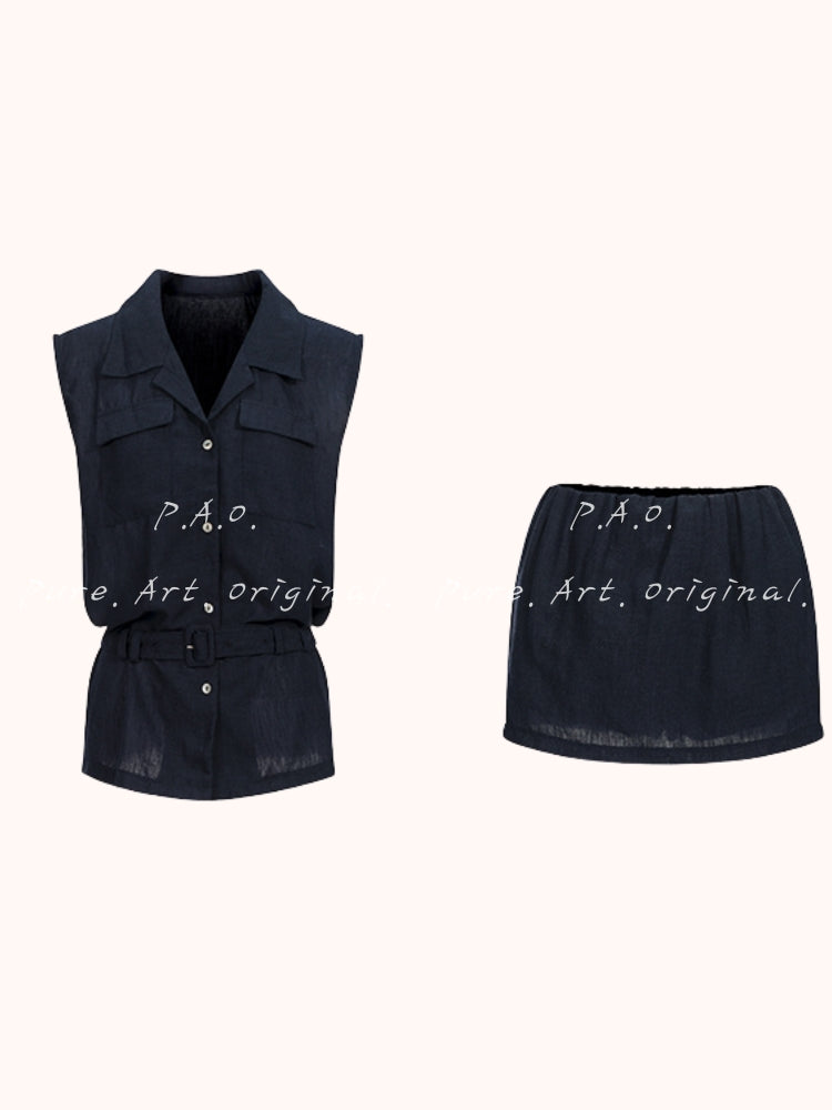 Minimal Linen-Feel Two-Piece Set