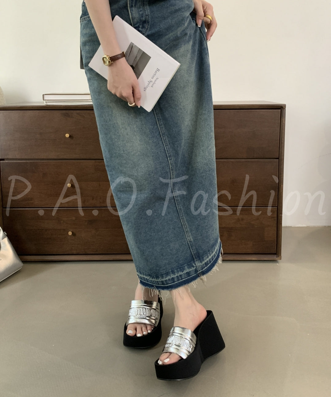 Elevated Platform Wedge Slide Sandals