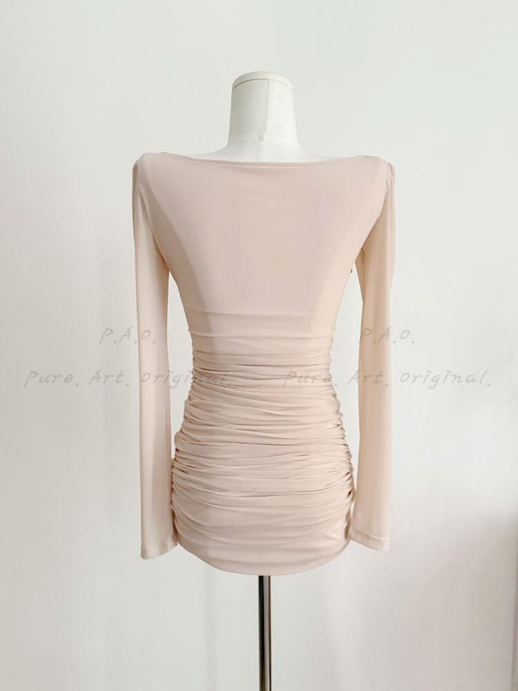 ARIA MESH RUCHED DRESS