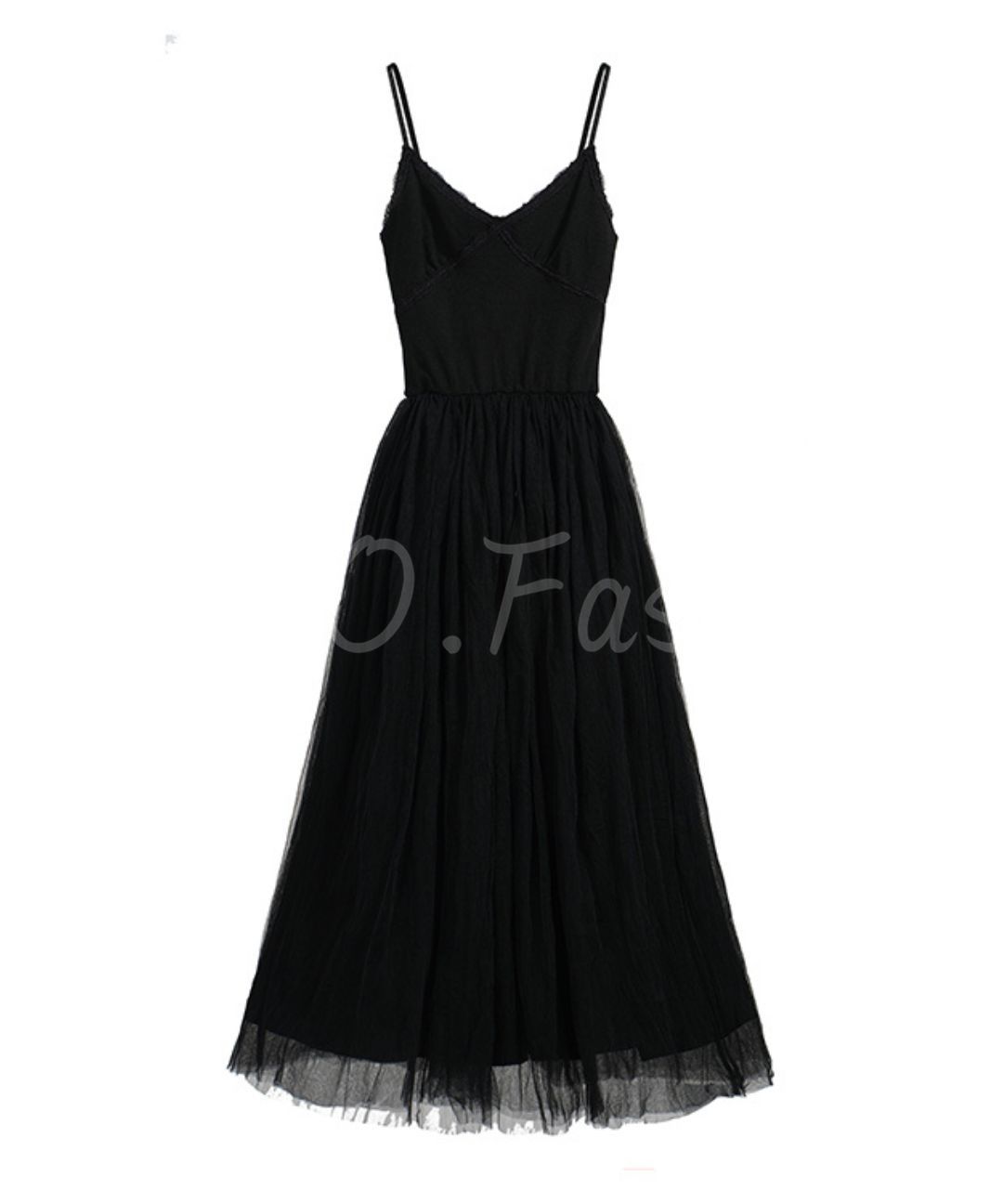 Ribbed Tulle Maxi Dress