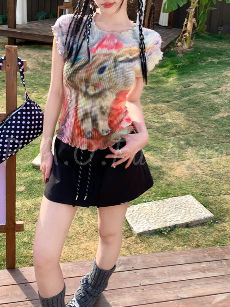 Bunny Ruched Mesh Top