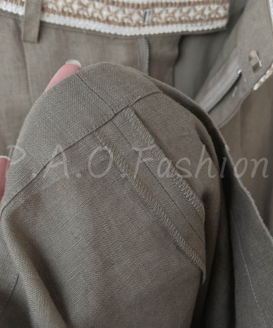 Embroidered Linen Wide-Leg Pants