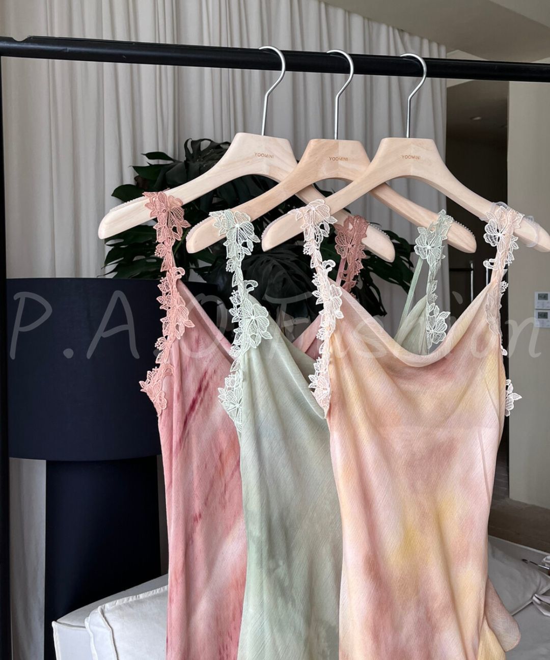Watercolor Lace Strap Mermaid Dress