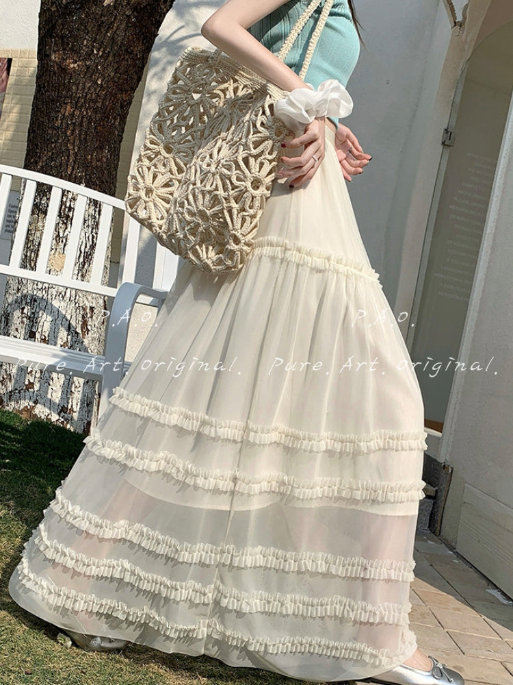 Romantic Tiered Tulle Maxi Skirt