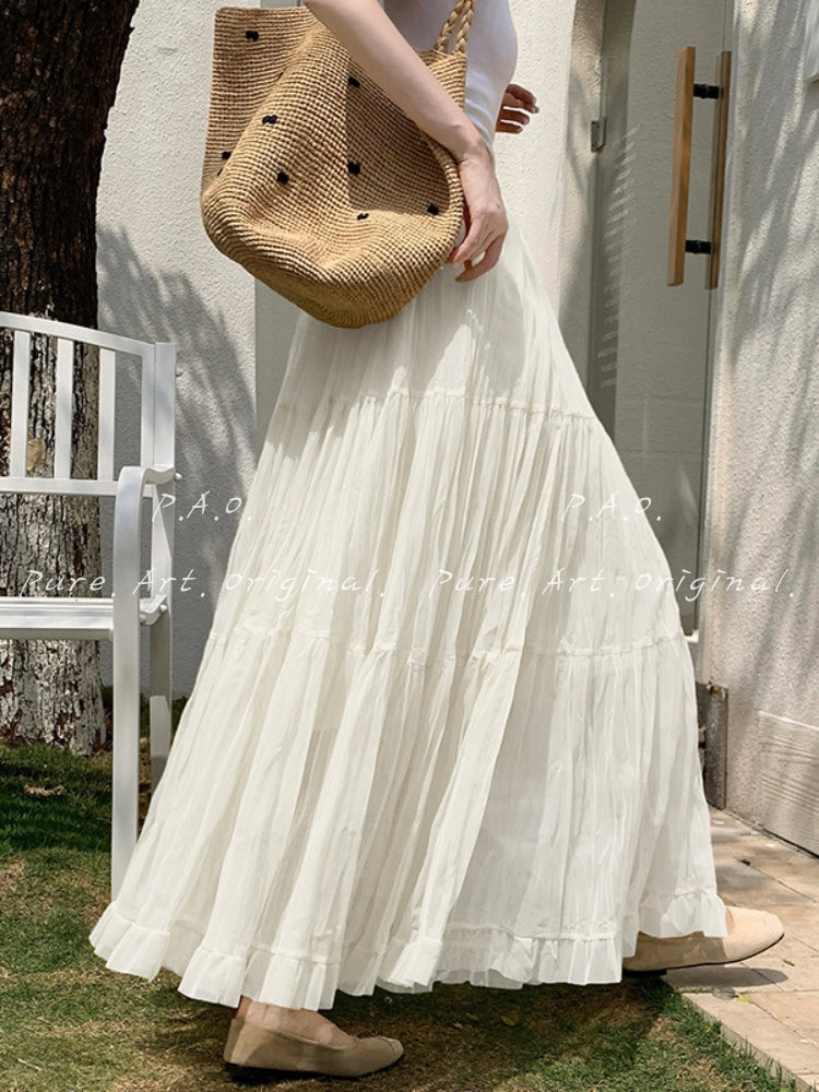 French Tiered Tulle Maxi Skirt