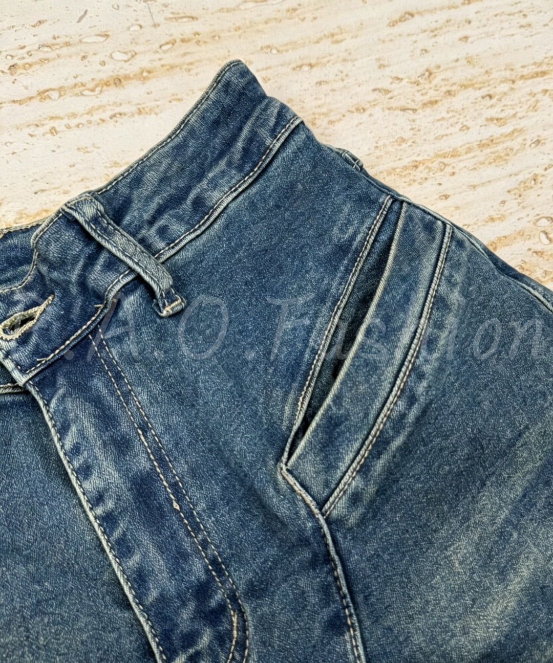 Denim Bandeau Top & Wide-Leg Pants Set[Available Now]