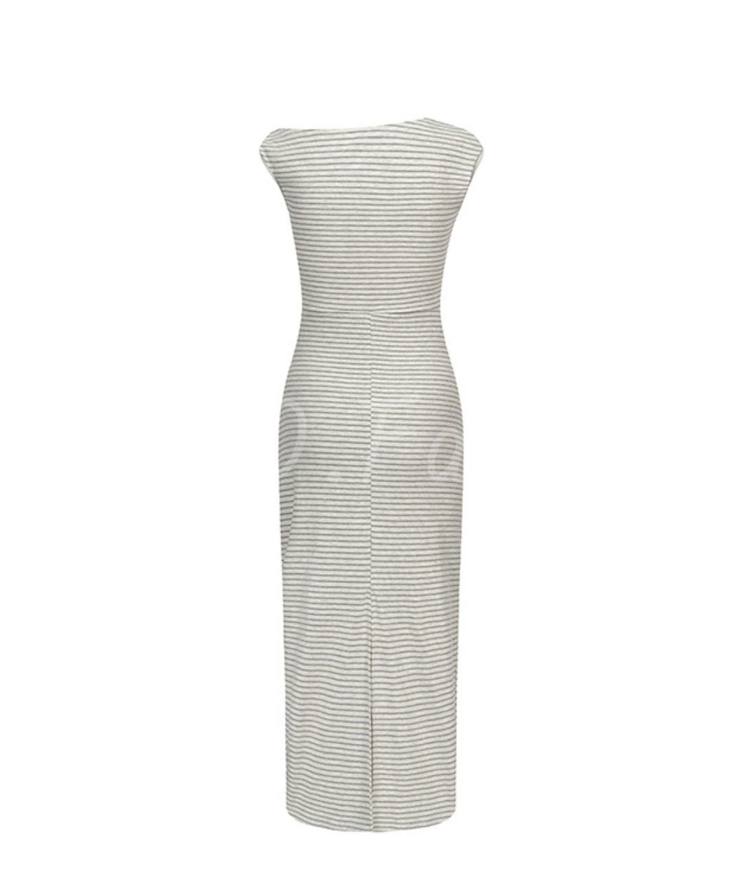 One-Shoulder Ribbed Stripe Maxi Dress