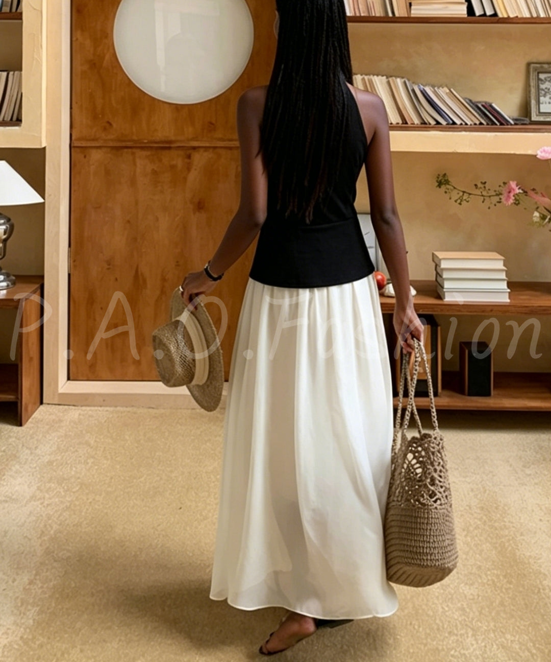 Halter Contrast Panel Dress