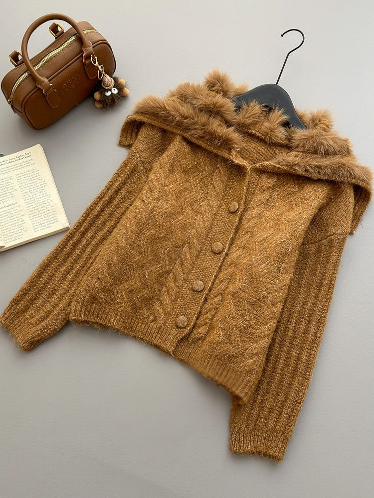 Large Lapel Knit Cardigan Sweater Jacket