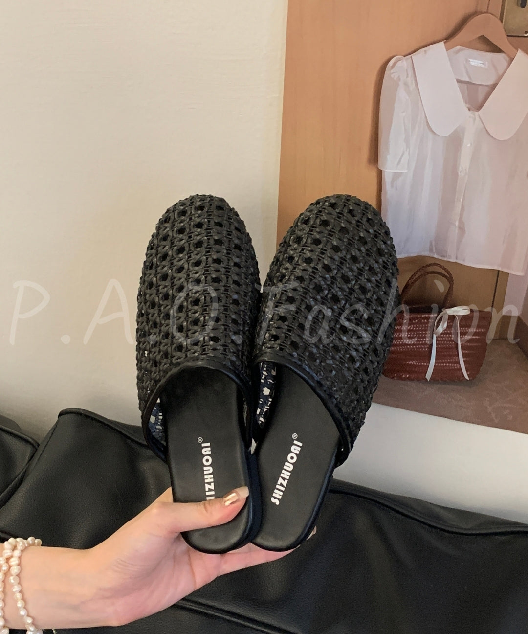 Boho Woven Cutout Mules