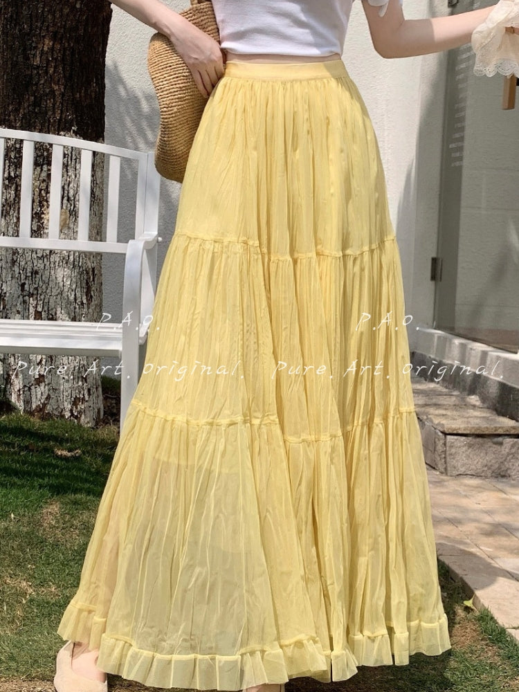 French Tiered Tulle Maxi Skirt