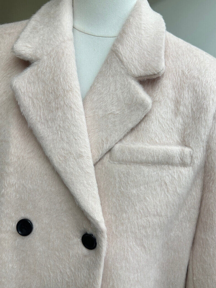 French-Inspired Pink Wool-Feel Thickened Blazer