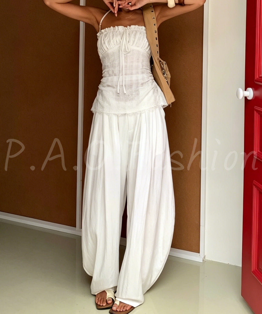 Lace Halter Ruched Tank Top[Available Now]