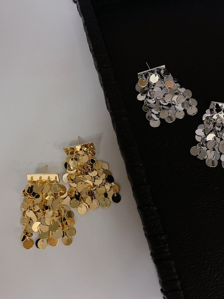 Flowing Galaxy Metallic Sequin Tassel Earrings