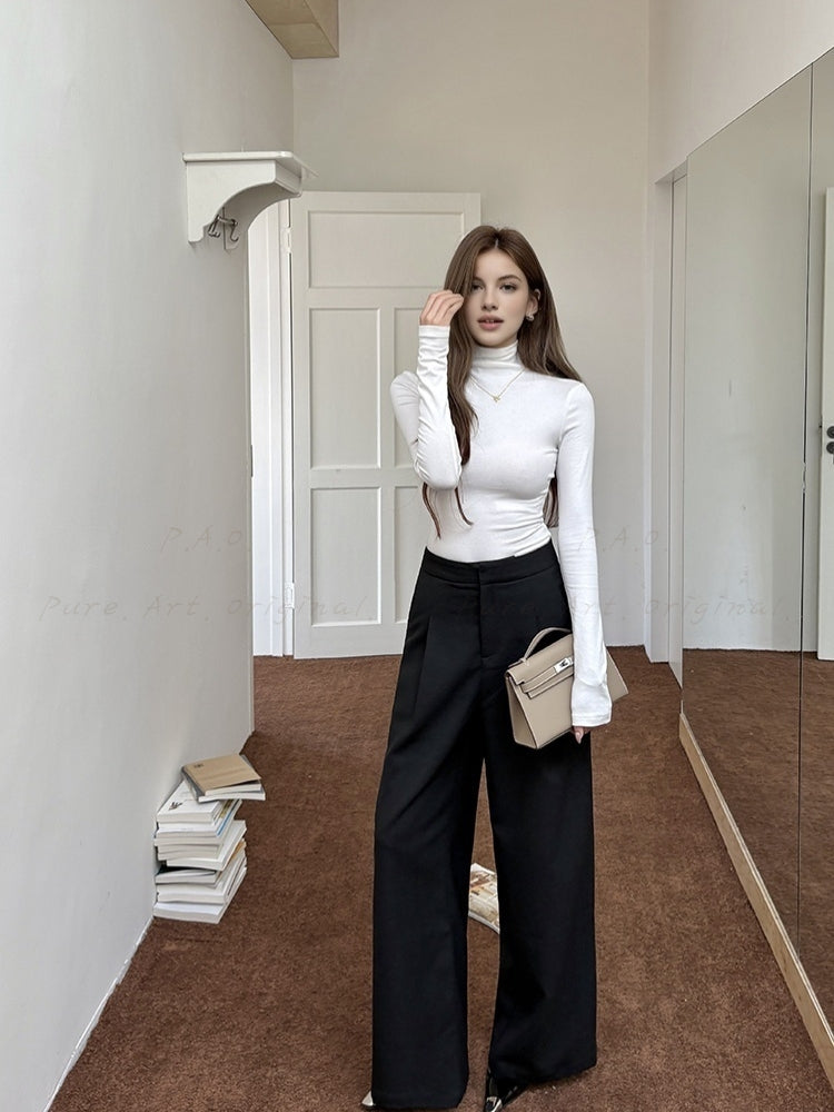 Fitted Mock Neck Long Sleeve Base Layer Top