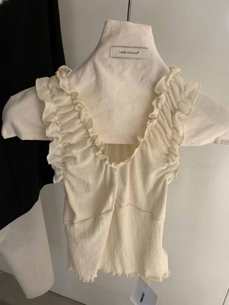 Sweet Ruffle-Trim V-Neck Tank Top