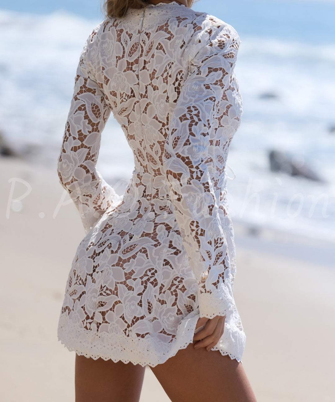 Floral Corded Lace Long Sleeve Mini Dress[Available Now]
