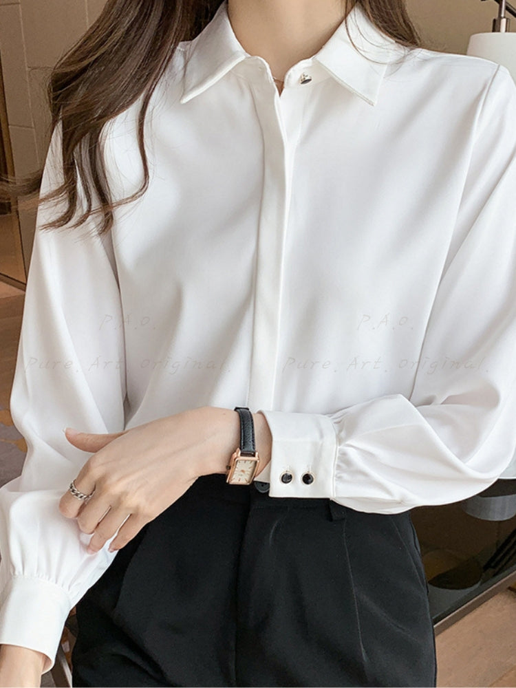 Elegant Statement Button Long Sleeve Shirt