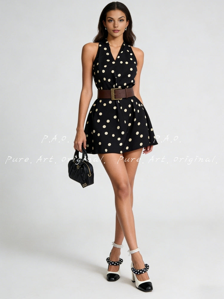 POLKA DOT HALTER MINI DRESS