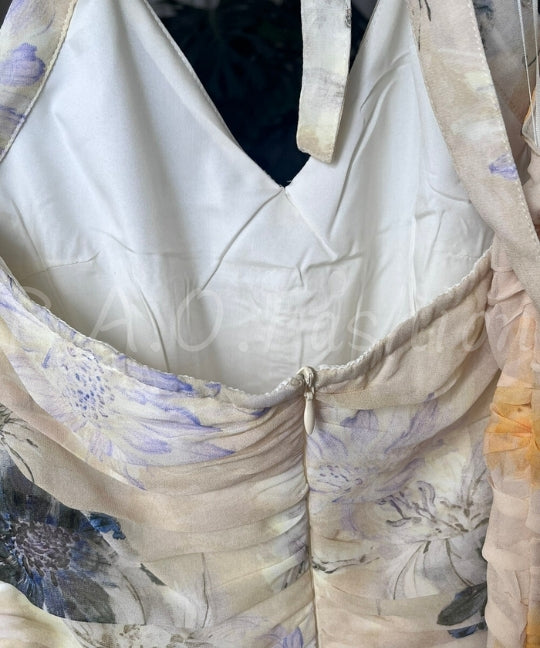 Floral Halter V-Neck Maxi Dress