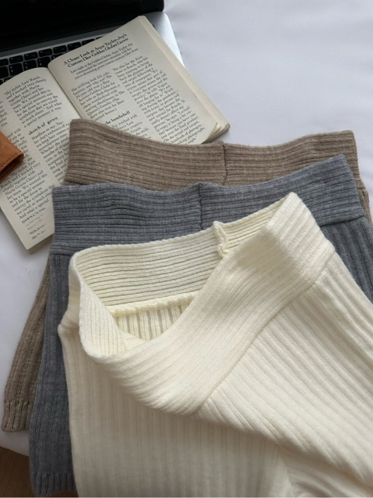 Off-Shoulder Knit Sweater & Relaxed Shorts Two-Piece Set