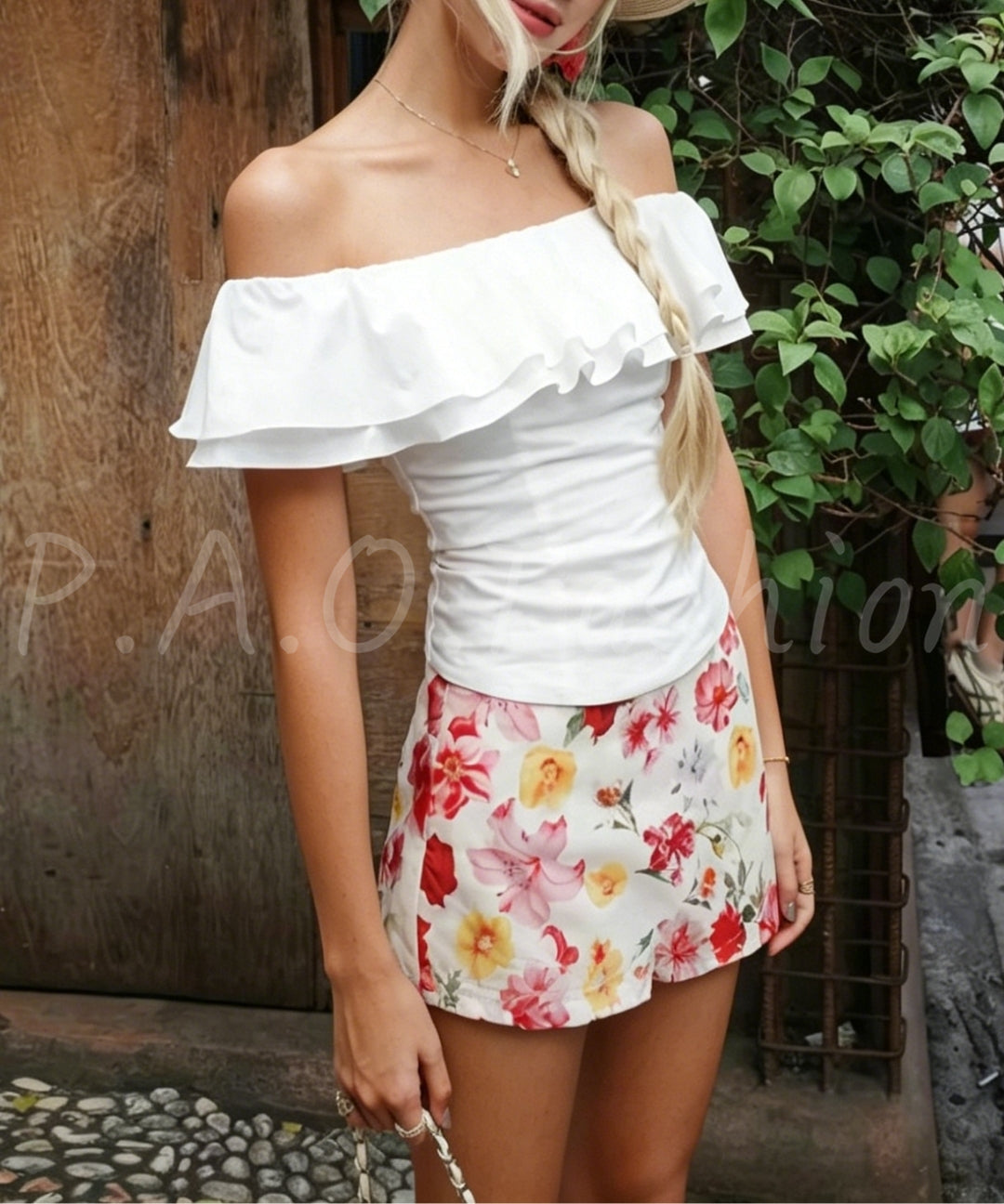 Off-Shoulder Ruffle Waist Top