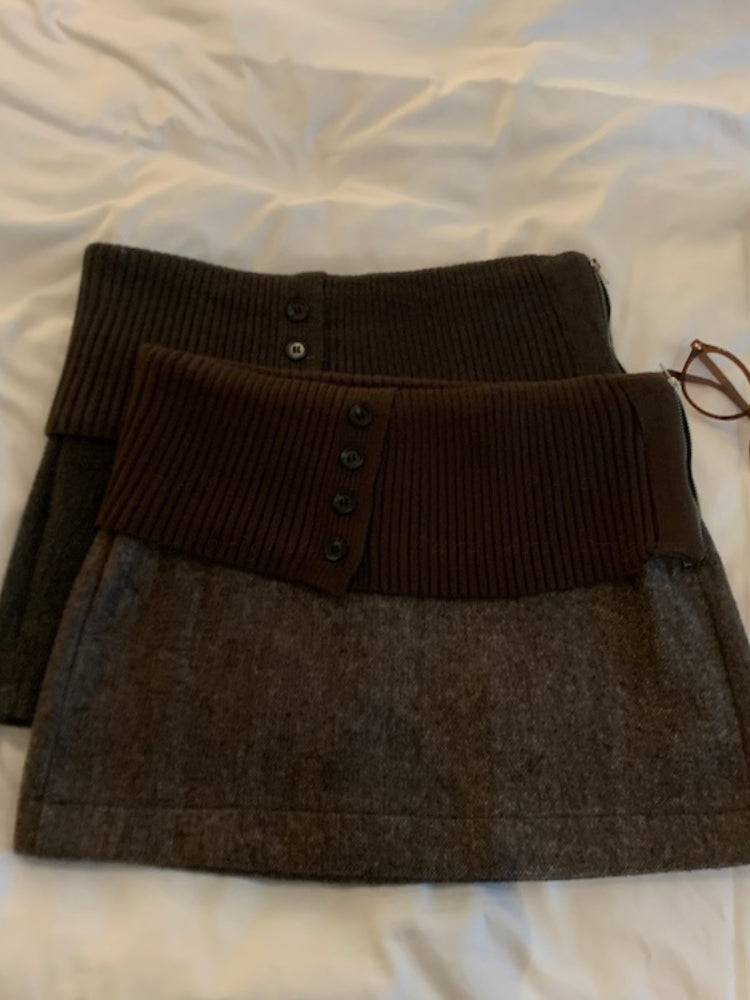 Vintage Wool-Blend Mini Skirt