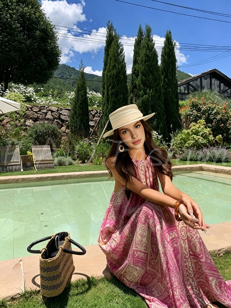 Bohemian Halter Printed Vacation Maxi Dress