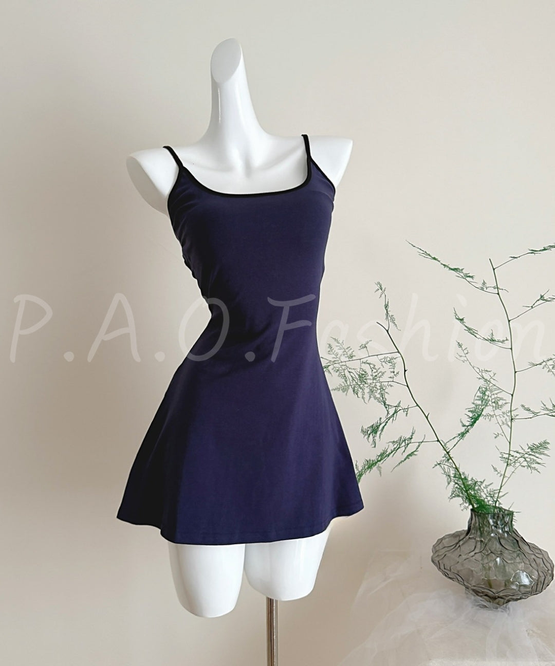Contrast Strap Backless A-Line Mini Dress[Available Now]