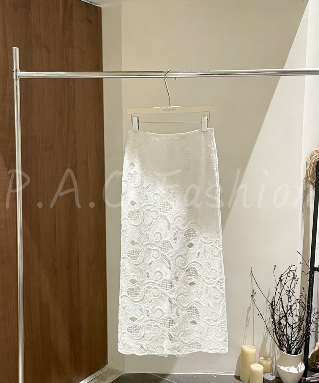 Cotton Eyelet Embroidered High-Waisted Maxi Skirt[Available Now]