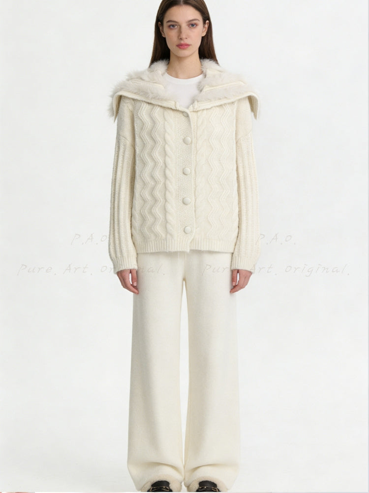 Large Lapel Knit Cardigan Sweater Jacket