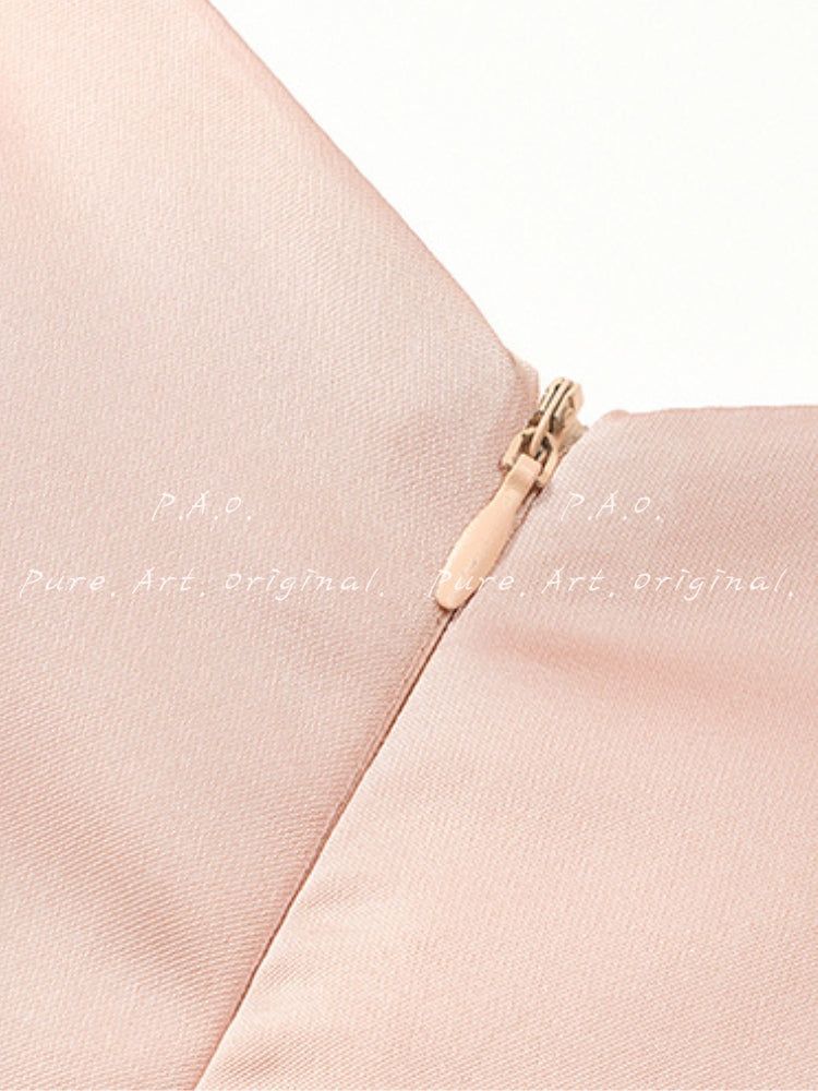 Asymmetric Satin Ribbon Mermaid Maxi Dress