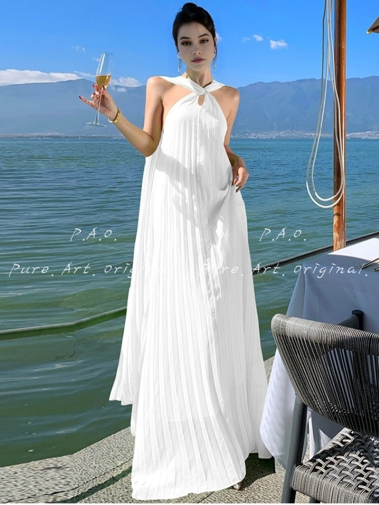 Azure Breeze Pleated Maxi