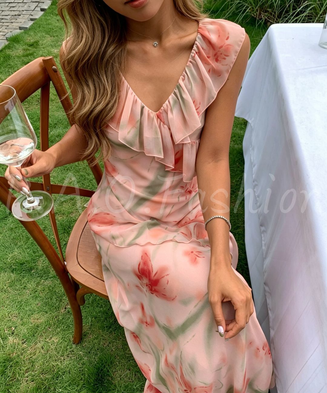 Floral Ruffle Mermaid Maxi Dress