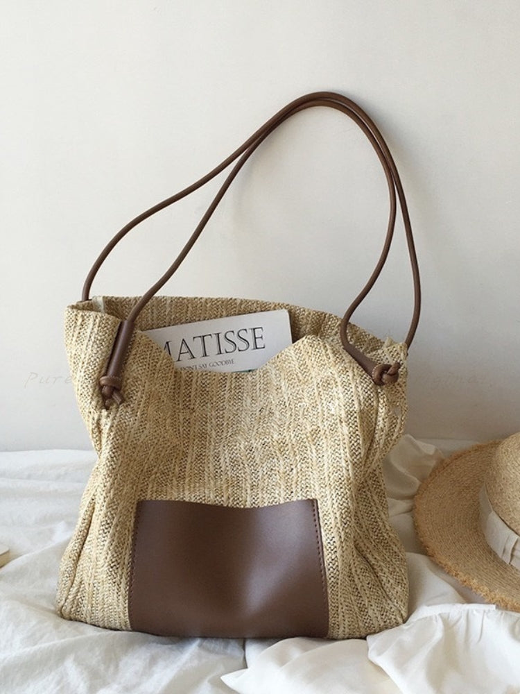 Woven Straw Tote Shoulder Bag