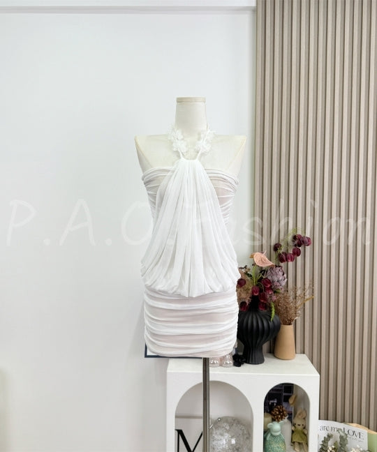 Halter Floral Tulle Bodycon Dress[Available Now]