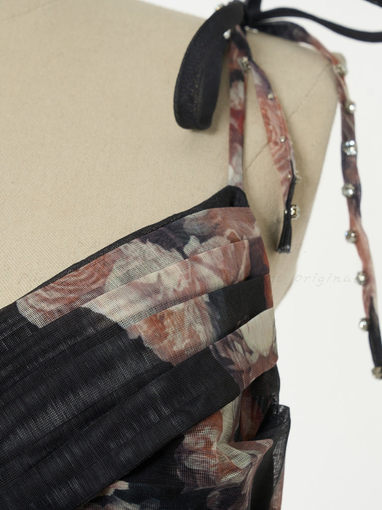 Twist Cutout Rhinestone Strap Maxi Dress