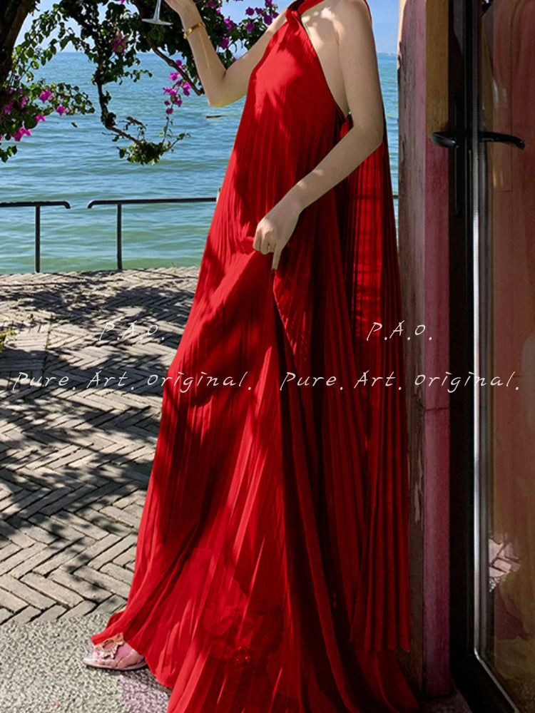 Azure Breeze Pleated Maxi