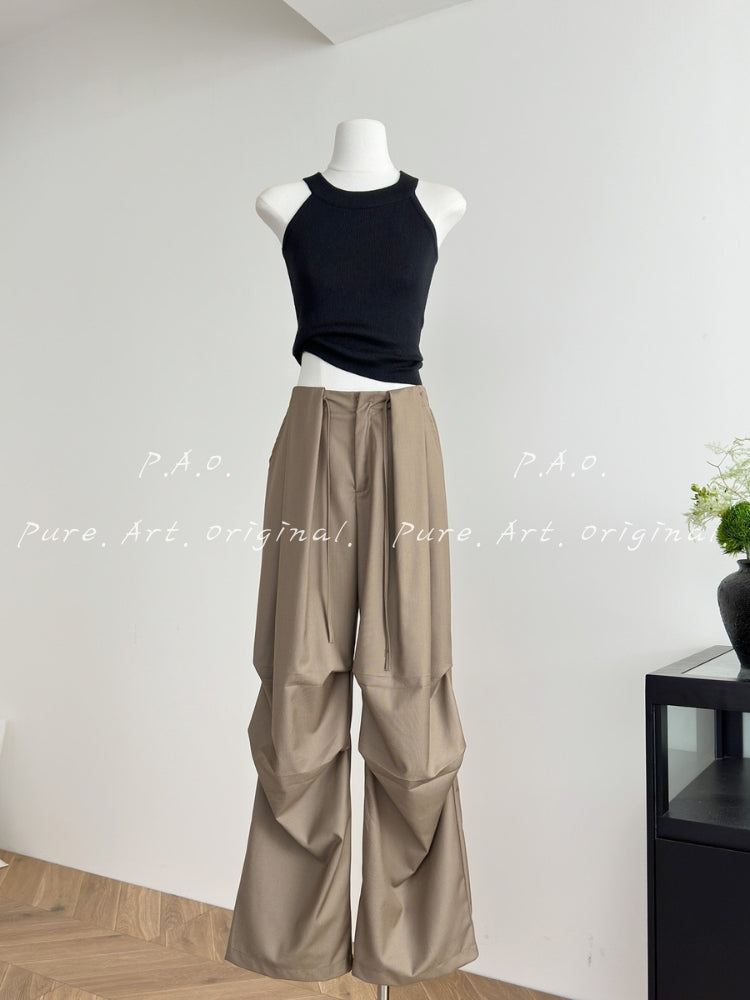 Effortless Drapey Wide‑Leg Casual Pants