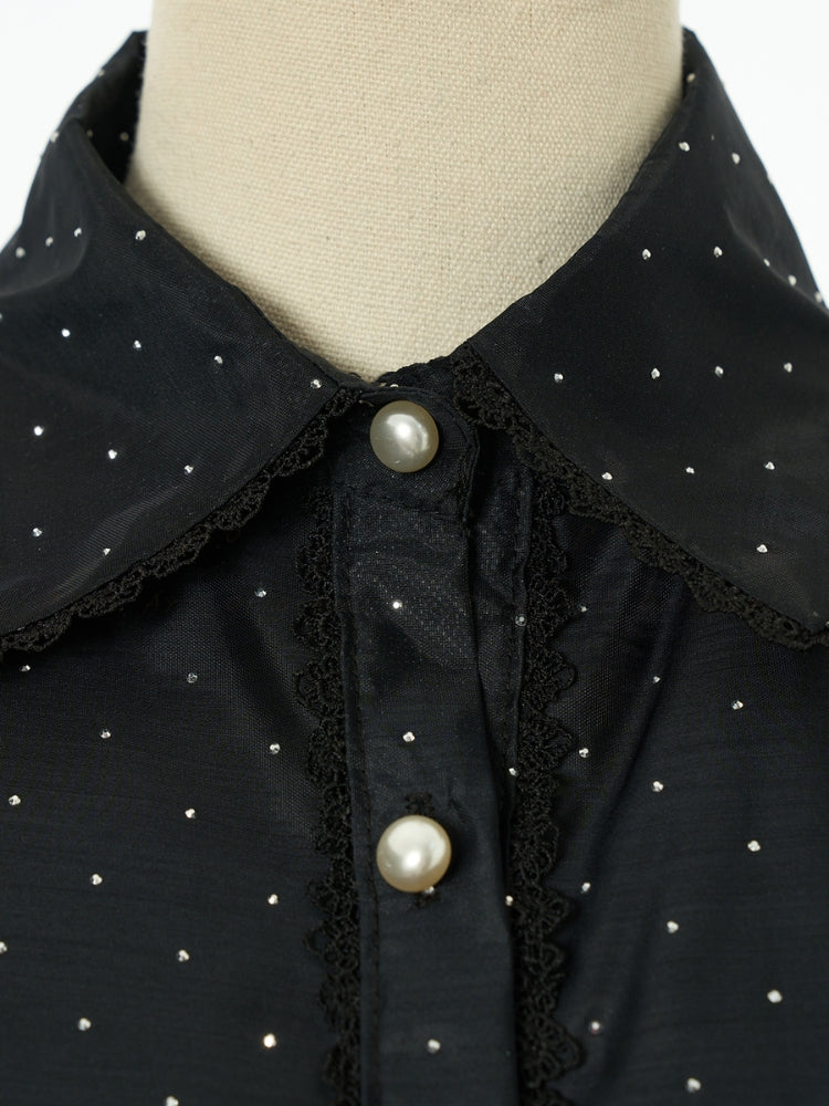 Rhinestone Organza Trim Tie-Waist Maxi Dress