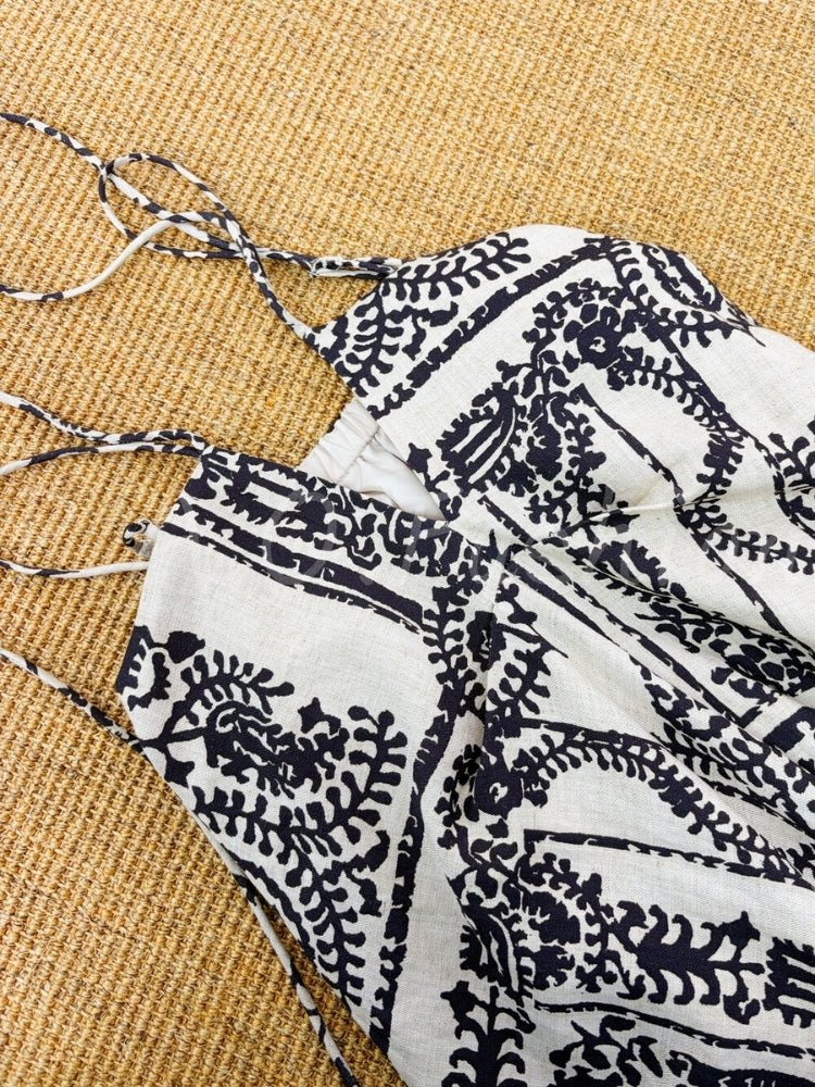 Bohemian Printed Tencel-Linen Slip Maxi Dress