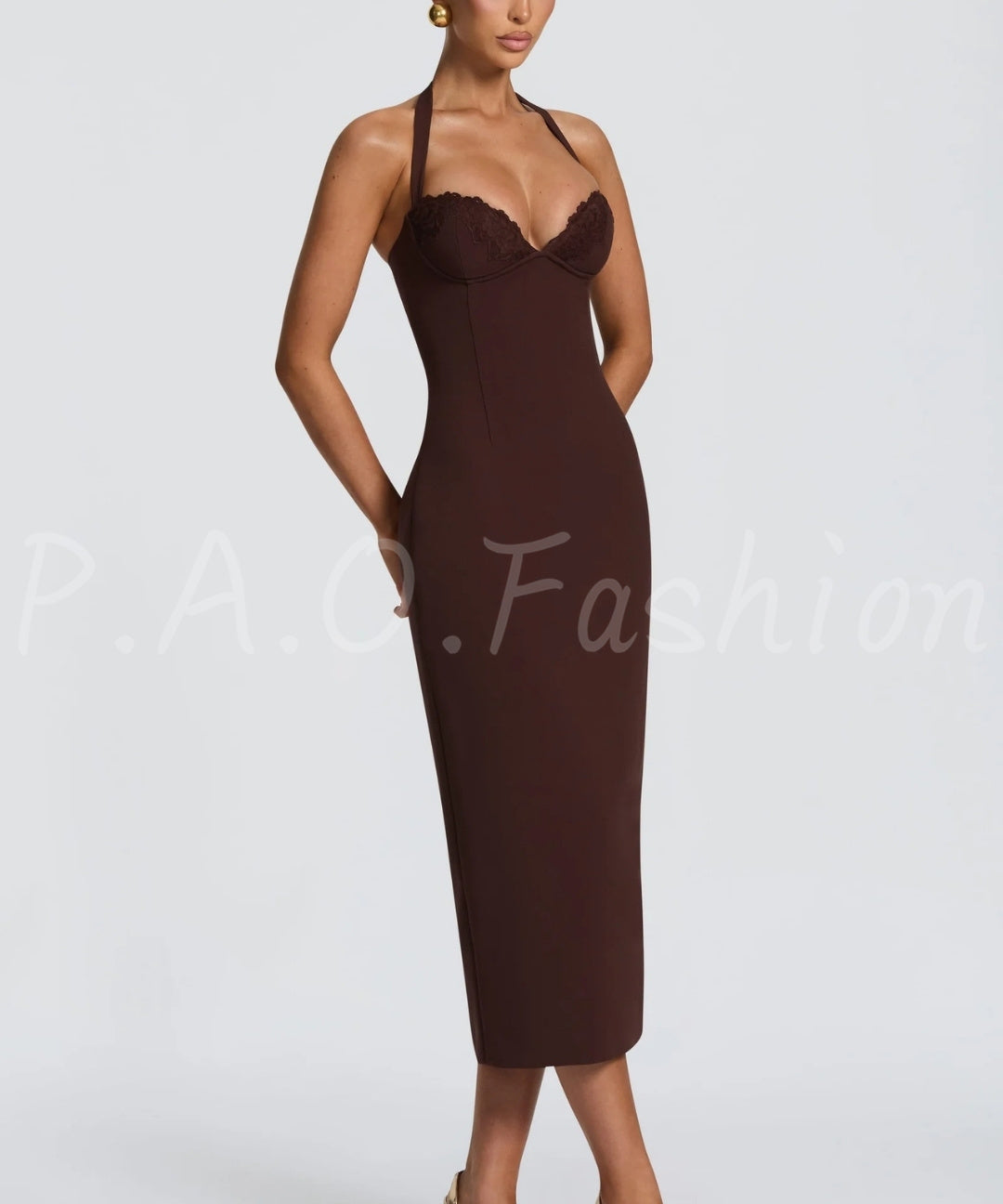 Elowen Lace Halter Midi Dress