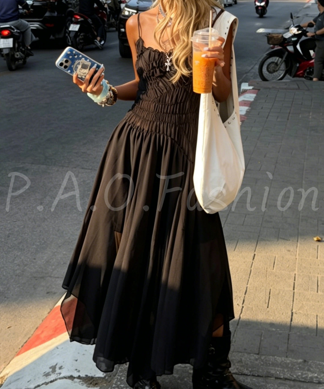 Ruched Strap Maxi Dress[Available Now]