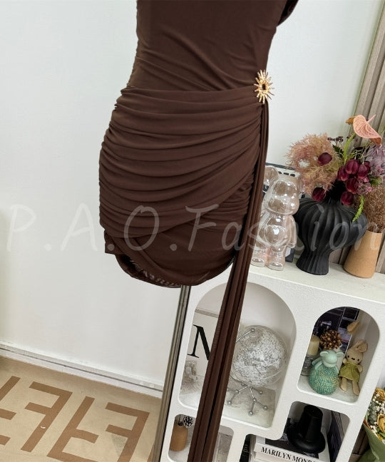 One-Shoulder Ruched Bodycon Mini Dress[Available Now]