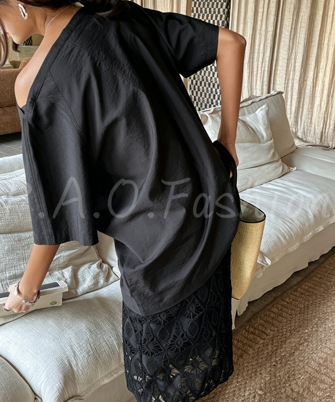 Cutwork Embroidered Lace High-Waisted Midi Skirtt[Available Now]