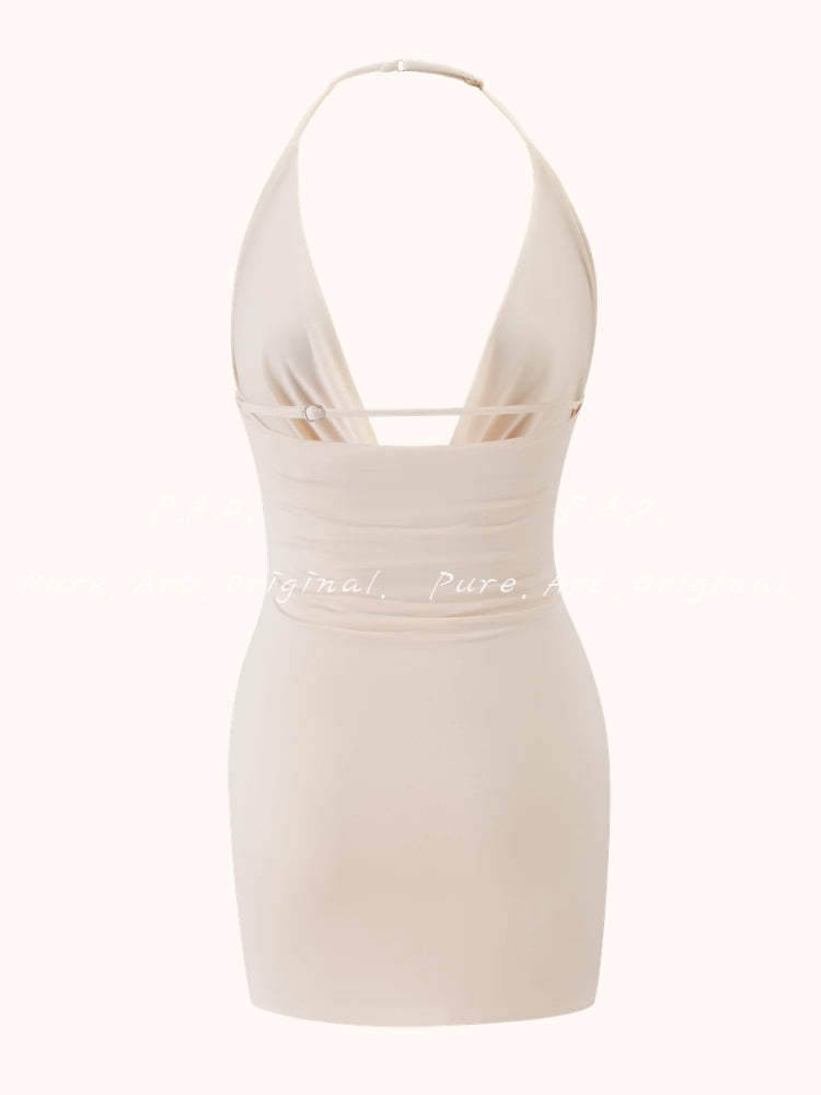 Halter Cowl Neck Sequin Bodycon Mini Dress