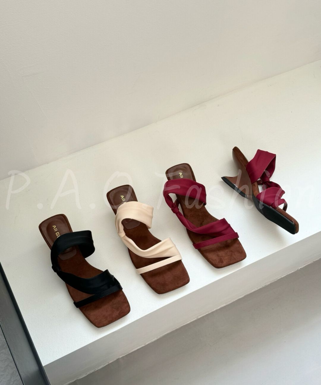 French Twist Sculptural Wedge Sandals with Satin Knot Detail